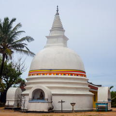 Small white stupa in Unawatuna in Sri Lanka