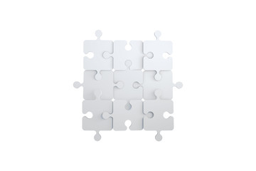White Puzzle Pieces 3x3 on White