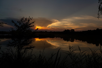 Fototapeta premium Landscape at the Murner lake, Wackersdorf, Bavaria