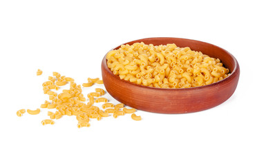 uncooked pasta on white