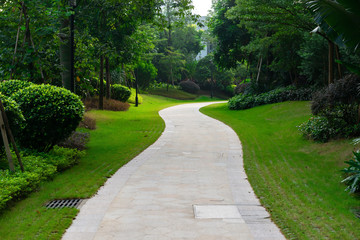 curved outdoor pathway in a park