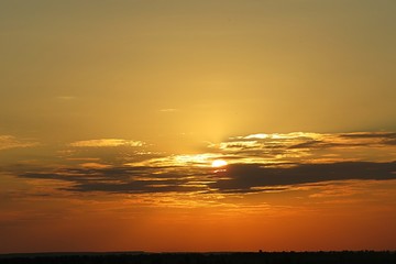 Beautiful golden sunset background over the city
