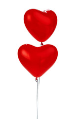 Fototapeta na wymiar Air Balloons. Bunch of red heart shaped foil balloons