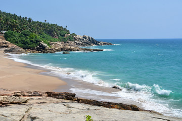 India, Kerala. Beach of the Indian ocean in spring