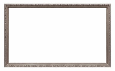 Panoramic silver frame for paintings, mirrors or photo isolated on white background