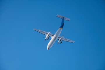Civil airliners flying in the air
