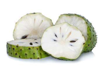 Soursop fruits isolated on white background