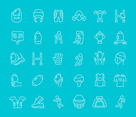 Set of Line Icons of Rugby.