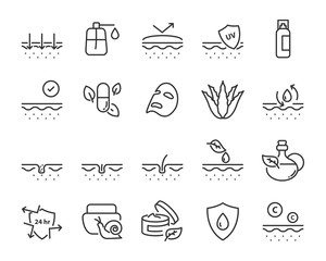 Fototapeta premium set of skin icons, such as facial, alovera, gel, moisture