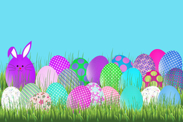 Easter eggs with bunny easter