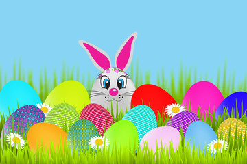 Easter eggs with bunny easter