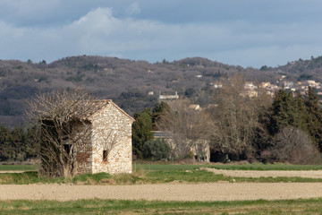 Fototapeta na wymiar landscapes of Provence, near the village of Donzère, France