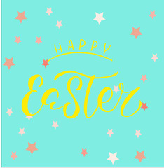 Happy easter lettering logo on seamlessbackground. Template for easter cards, postcards, invitations, badges, stickers, prints. JPG