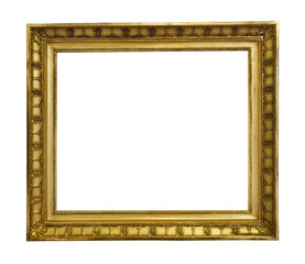 antique golden textured masterpiece frame with copyspace isolated on white backround