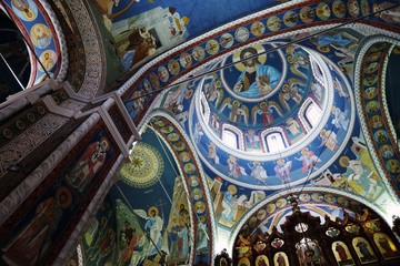 Fototapeta na wymiar Architecture of Nizhny Novgorod, Russia. SAlexander Nevsky cathedral interior. Popular landmark.