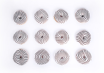 Striped donuts on a white background.