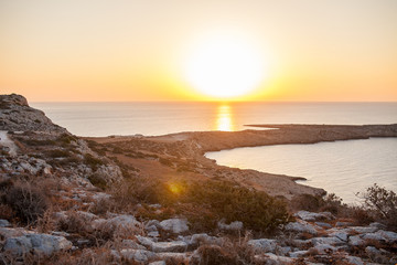 Obraz premium Sunrise view from the top view point of Cape Greco in Cyrpus