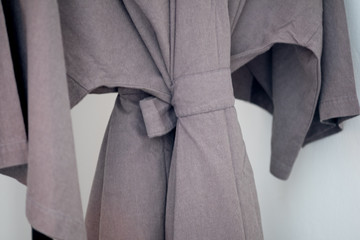 Close up of bathrobe in wardrobe