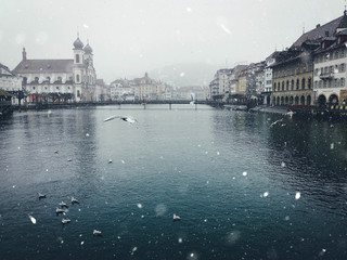 Lucerne in winter. Switzerland. Travel concept.