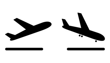 airport plane arrival and departure icons