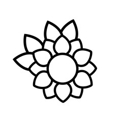 cartoon sunflower with leaves vector outline