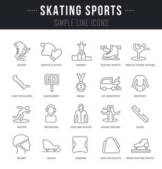 Set Vector Line Icons of Skating Sports.