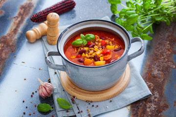 Mexican soup like chili con carne