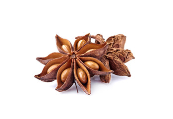 Anise  on white background closeup. Spice isolated.