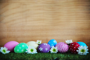 Painted colorful Easter eggs background - Easter holiday celebration background concept