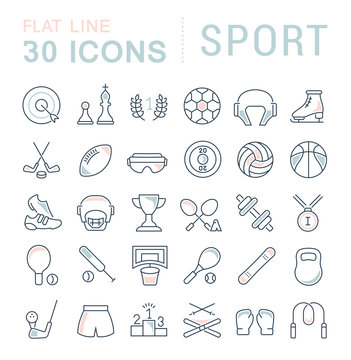 Set Vector Line Icons of Sport.