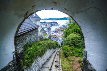 Norwegen Bergen Fløyen Floibanen Tunnel