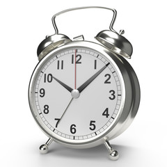 Alarm clock on white background. 3D rendering
