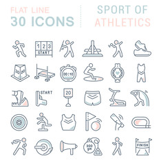 Fototapeta premium Set Vector Line Icons of Sport of Athletics.