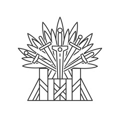 Ceremonial chair built of weapon.