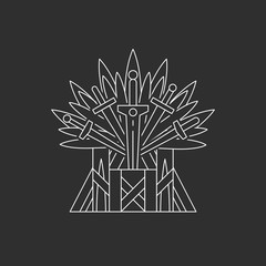 Ceremonial chair built of weapon.