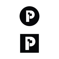 letter data icon with circle and square