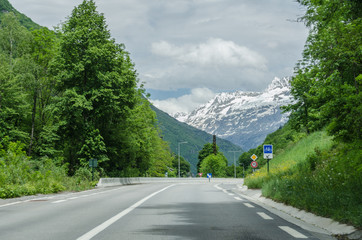 road in the mountain with a bike lane
