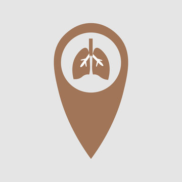 Point of location with the image of the lungs. Medical element