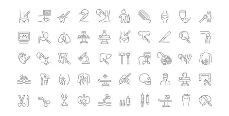 Set Vector Line Icons of Surgery.