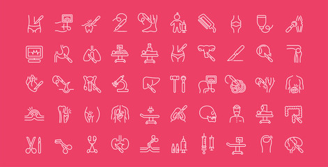 Set of Line Icons of Surgery.