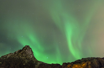 Fototapeta na wymiar Aurores boréales aux îles Lofoten en Norvège