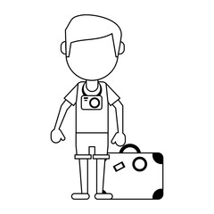 Tourist man avatar in black and white