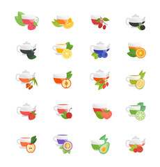 Set Vector Flat Icons of Tea.