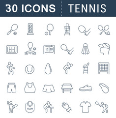 Set Vector Line Icons of Tennis.