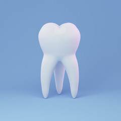 3d dental illustration of a tooth, on blue background. Render