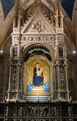 Madonna Child by Bernardo Daddi, altarpiece in Orsanmichele Church in Florence, Tuscany, Italy