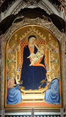 Madonna Child by Bernardo Daddi, altarpiece in Orsanmichele Church in Florence, Tuscany, Italy
