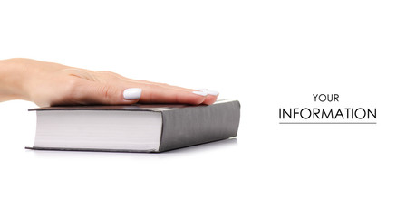 Book in hand pattern on white background isolation