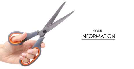 Scissors in hand pattern on white background. Isolation