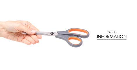 Scissors in hand pattern on white background. Isolation